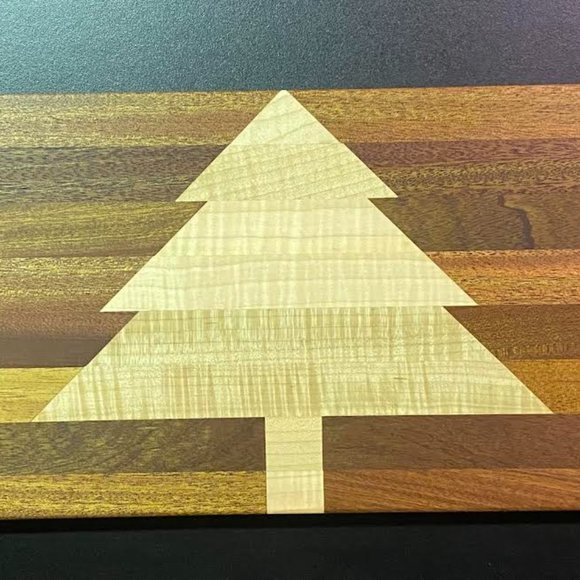 Other - BRAND NEW MAHOGANY WOOD w/ MAPLE TREE CHEESE BOARD (POST HOLIDAY SALE)